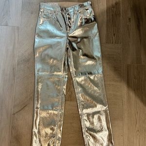 Faux Leather Silver Pants